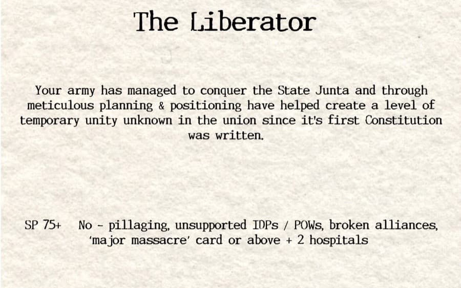 Liberator ending scenario card