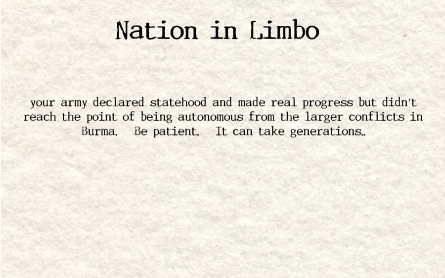 Nation in Limbo ending scenario card