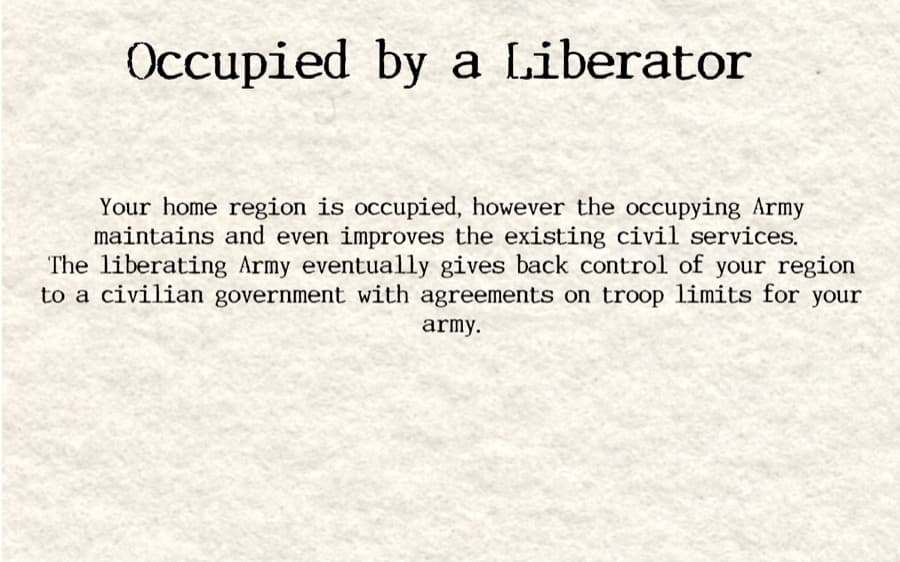Occupied by a Liberator ending scenario card