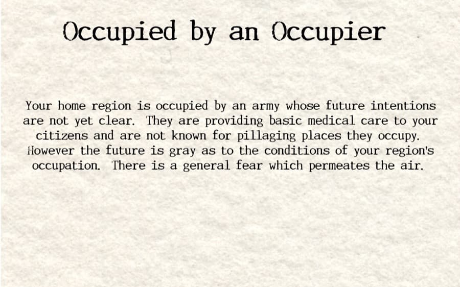 Occupied by an Occupier ending scenario card