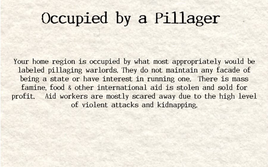 Occupied by a Pillager ending scenario card