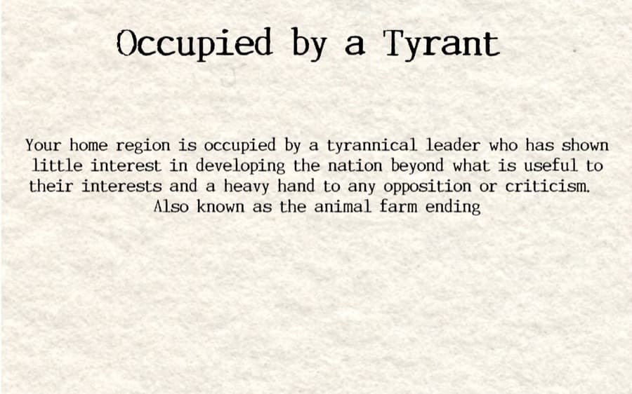 Occupied by a Tyrant ending scenario card