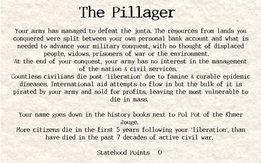 Pillager ending scenario card