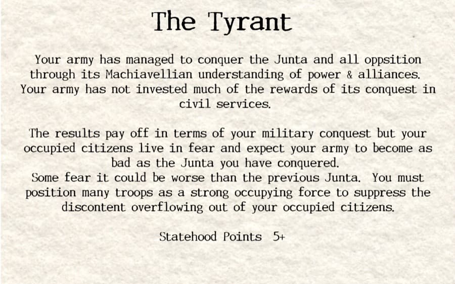 Tyrant ending scenario card